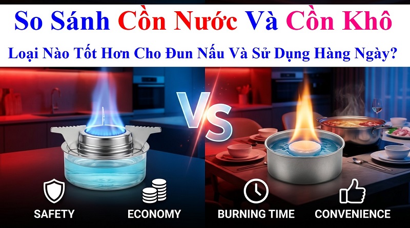 So Sánh Cồn Nước Và Cồn Khô: Loại Nào Tốt Hơn Cho Đun Nấu Và Sử Dụng Hàng Ngày?